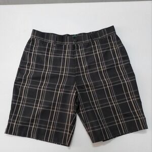 Y2K Black and Tan Flat Front Shorts with Classic Design